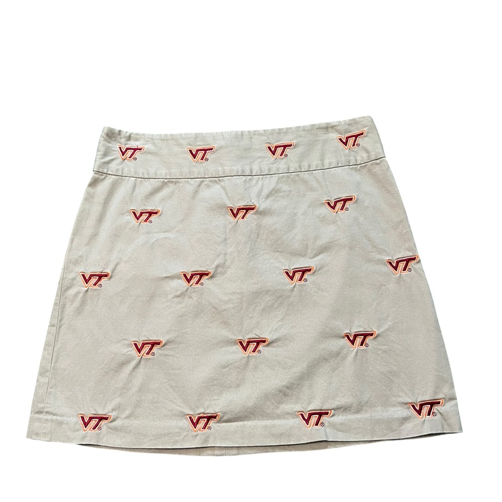 Virginia Tech Hokies Khaki Embroidered Skirt Preppy Gameday Varsity Size 10